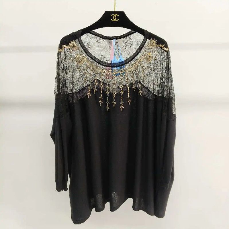 Valentino Valentino Black Women’s Sweater with Lace Detail 0089 Size XS / US 0-2 / IT 36-38 - 2 Thumbnail