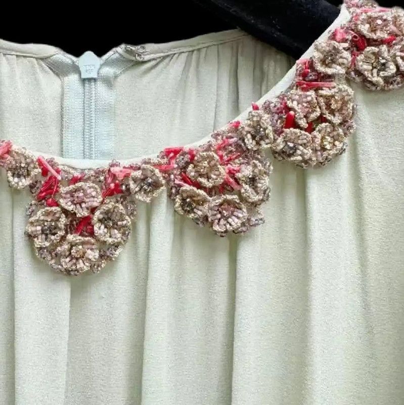 Valentino Sleeveless Silk Mini Dress in Light Green 0089