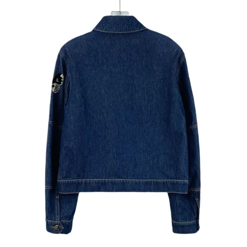 Valentino Valentino Blue Denim Jacket with Butterfly Embroidery 0089 Size M / US 6-8 / IT 42-44 - 2 Thumbnail