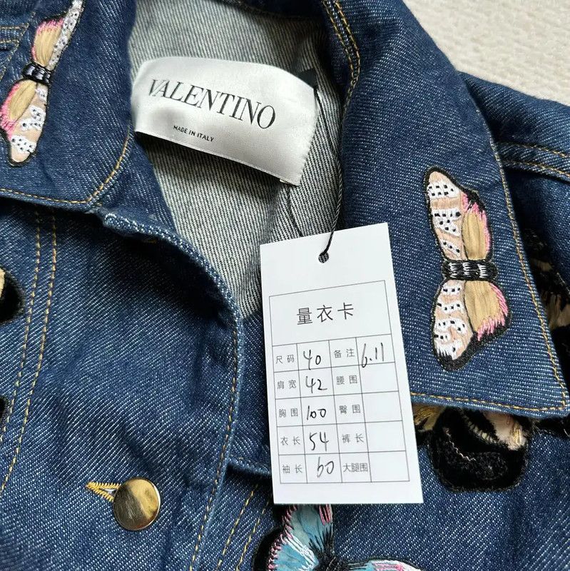 Valentino Valentino Blue Denim Jacket with Butterfly Embroidery 0089 Size M / US 6-8 / IT 42-44 - 8 Thumbnail