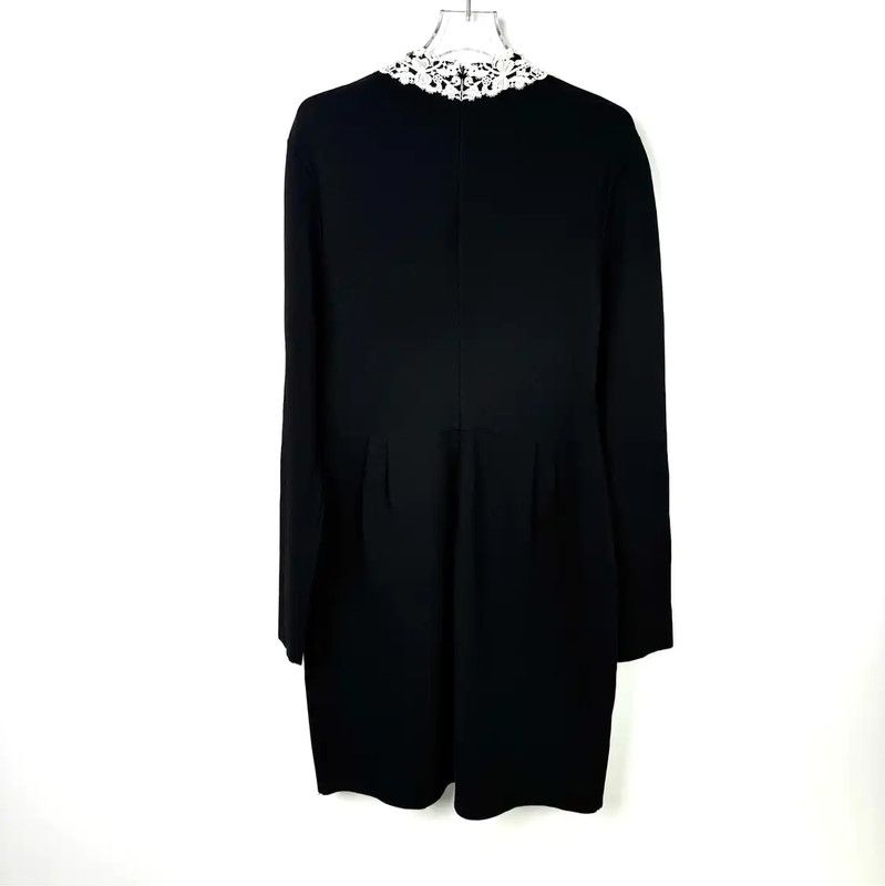 Valentino Valentino Black Wool Dress with Lace Collar 0089 Size XL / US 12-14 / IT 48-50 - 2 Thumbnail