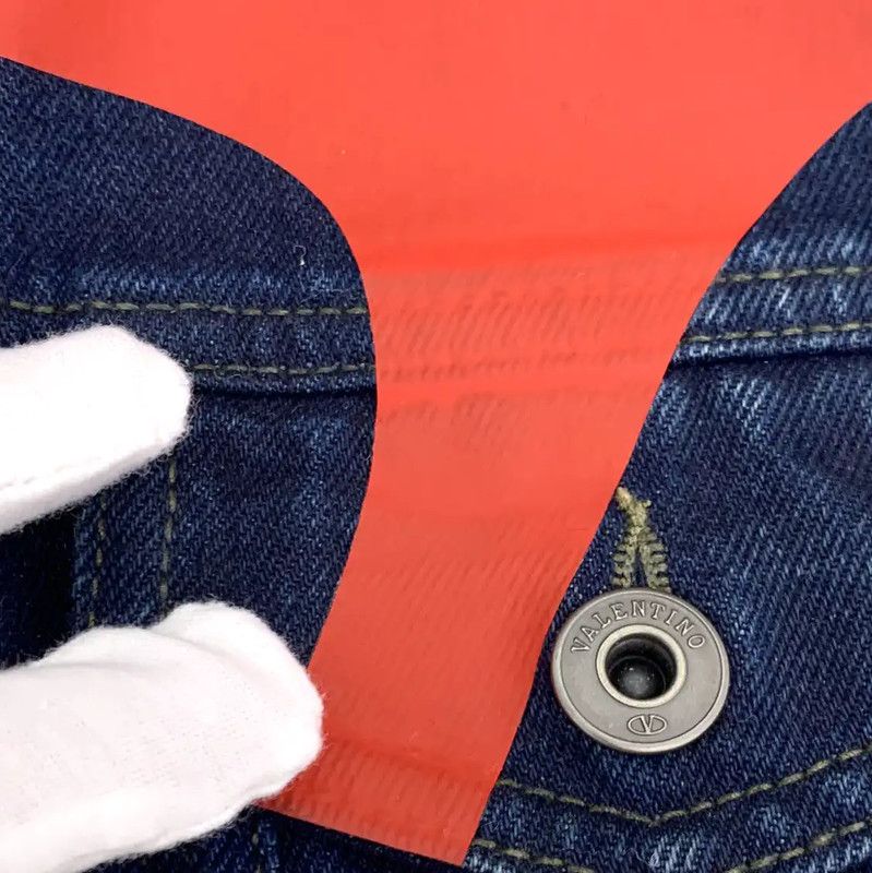 Valentino Valentino Blue Denim Jacket with Red Logo 0089 Size S / US 4 / IT 40 - 8 Thumbnail