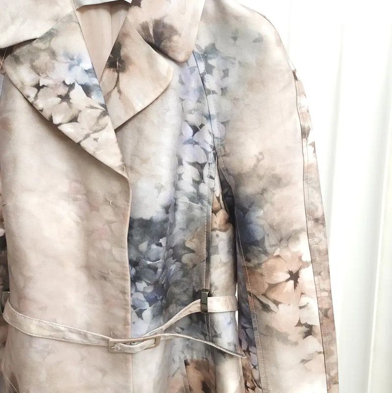 Valentino Valentino Long Silk Printed Trench Coat for Women 0089 Size S / US 4 / IT 40 - 6 Thumbnail