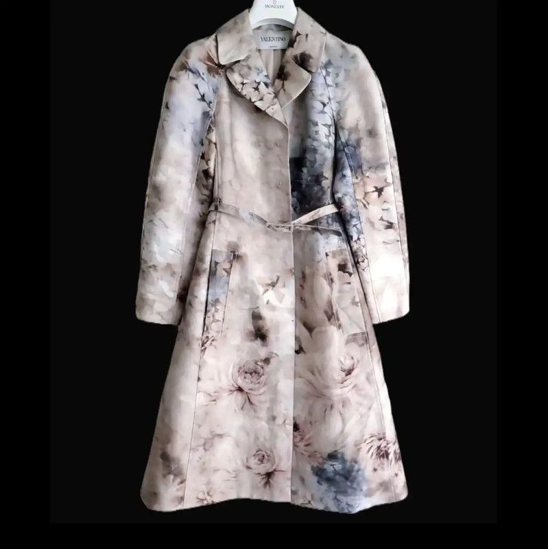 Valentino Valentino Long Silk Printed Trench Coat for Women 0089 Size S / US 4 / IT 40 - 2 Thumbnail