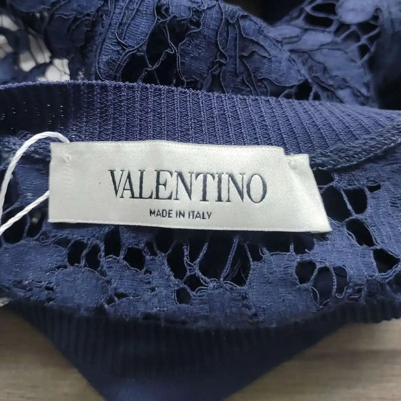 Valentino Valentino Navy Blue Cotton Pullover Sweater 0089 Size S / US 4 / IT 40 - 3 Thumbnail