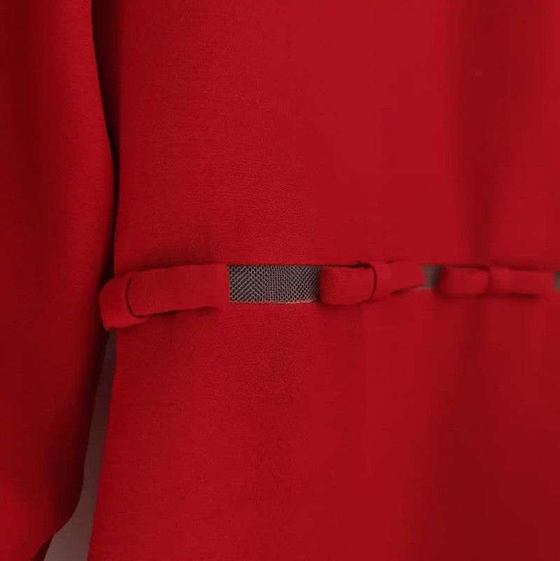 Valentino Valentino Red Long Sleeve Dress for Women 0089 Size L / US 10 / IT 46 - 8 Thumbnail
