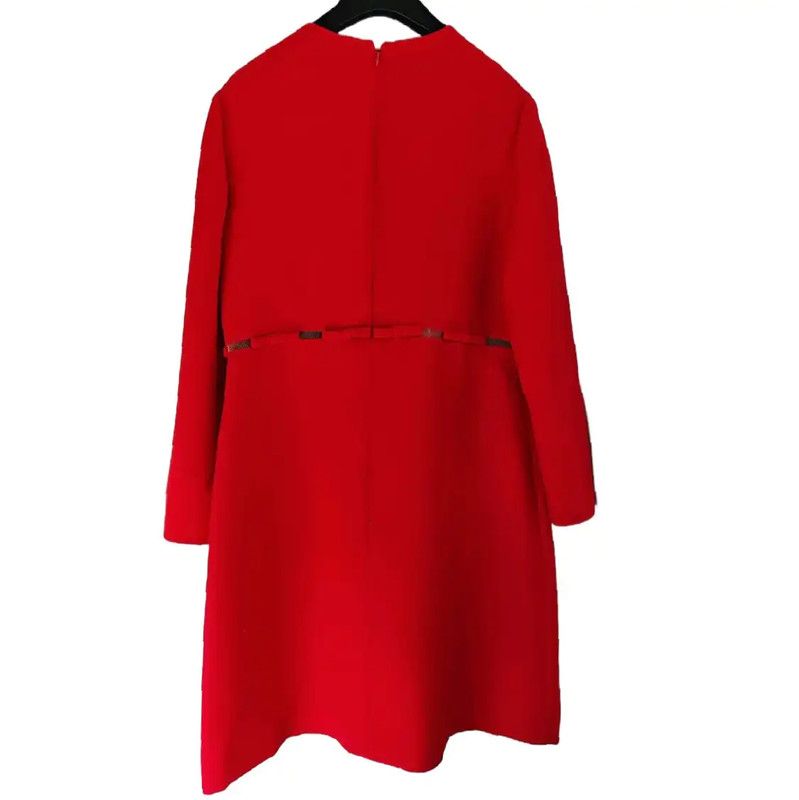 Valentino Valentino Red Long Sleeve Dress for Women 0089 Size L / US 10 / IT 46 - 2 Thumbnail