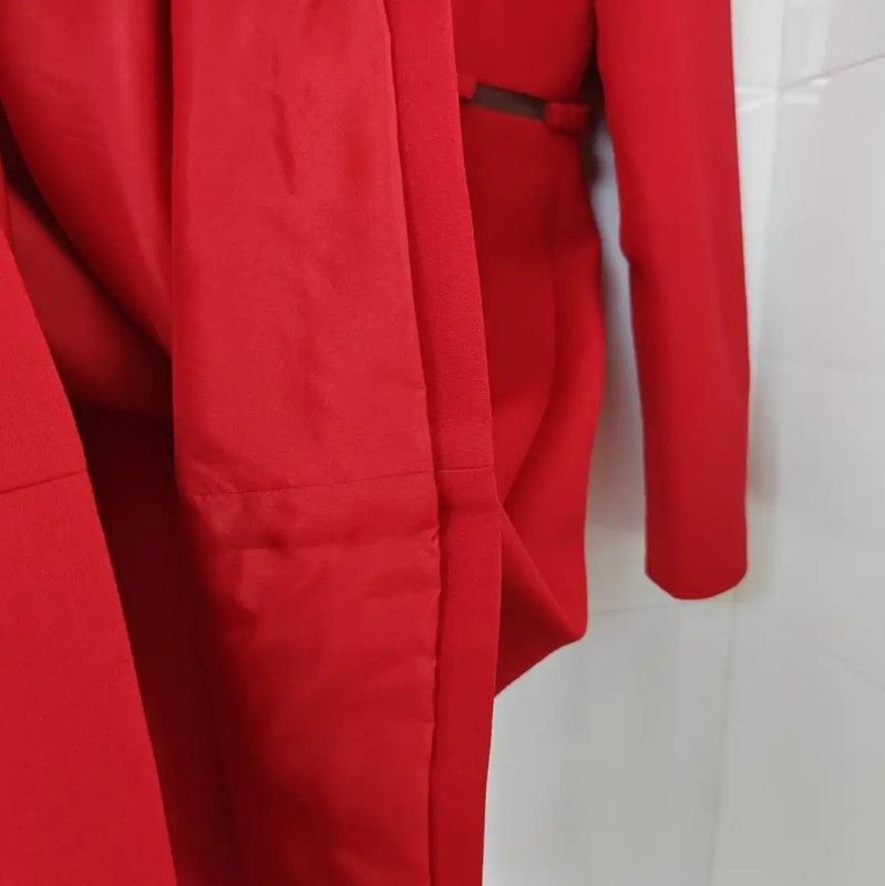 Valentino Valentino Red Long Sleeve Dress for Women 0089 Size L / US 10 / IT 46 - 7 Thumbnail