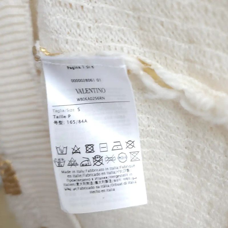 Valentino Valentino White Wool Letter Pattern Long Cardigan 0089 Size ONE SIZE - 6 Thumbnail