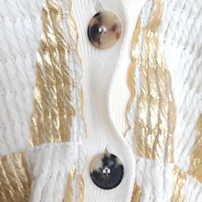 Valentino Valentino White Wool Letter Pattern Long Cardigan 0089 Size ONE SIZE - 3 Thumbnail