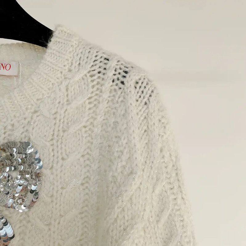 Valentino Valentino White Long Sleeve Cotton Sweater 0089 Size S / US 4 / IT 40 - 3 Thumbnail