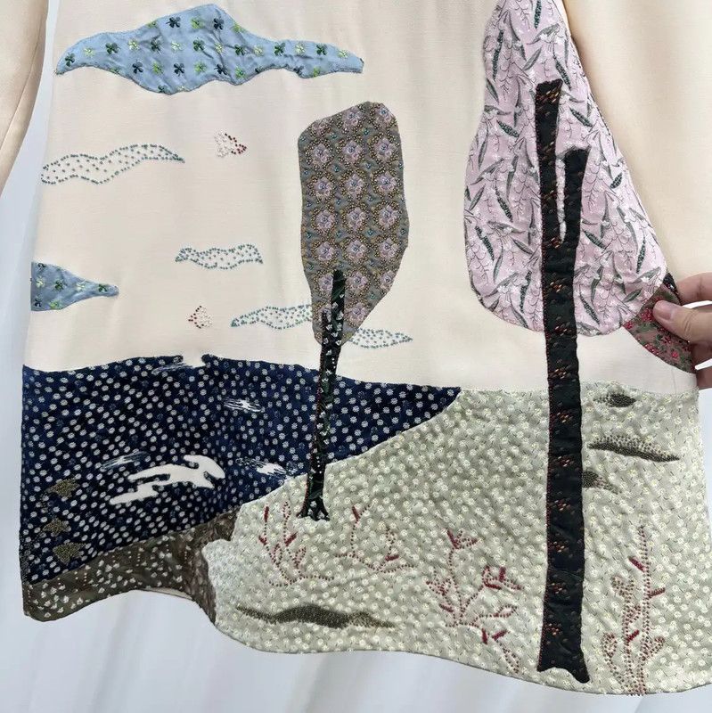 Valentino Valentino Embroidered Wool Long Dress in Cream 0089 Size XL / US 12-14 / IT 48-50 - 5 Thumbnail