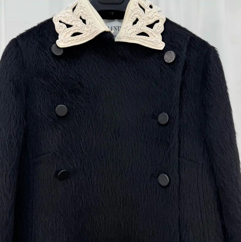 Valentino Valentino Black Alpaca Wool Long Coat 0089 Size XL / US 12-14 / IT 48-50 - 3 Thumbnail