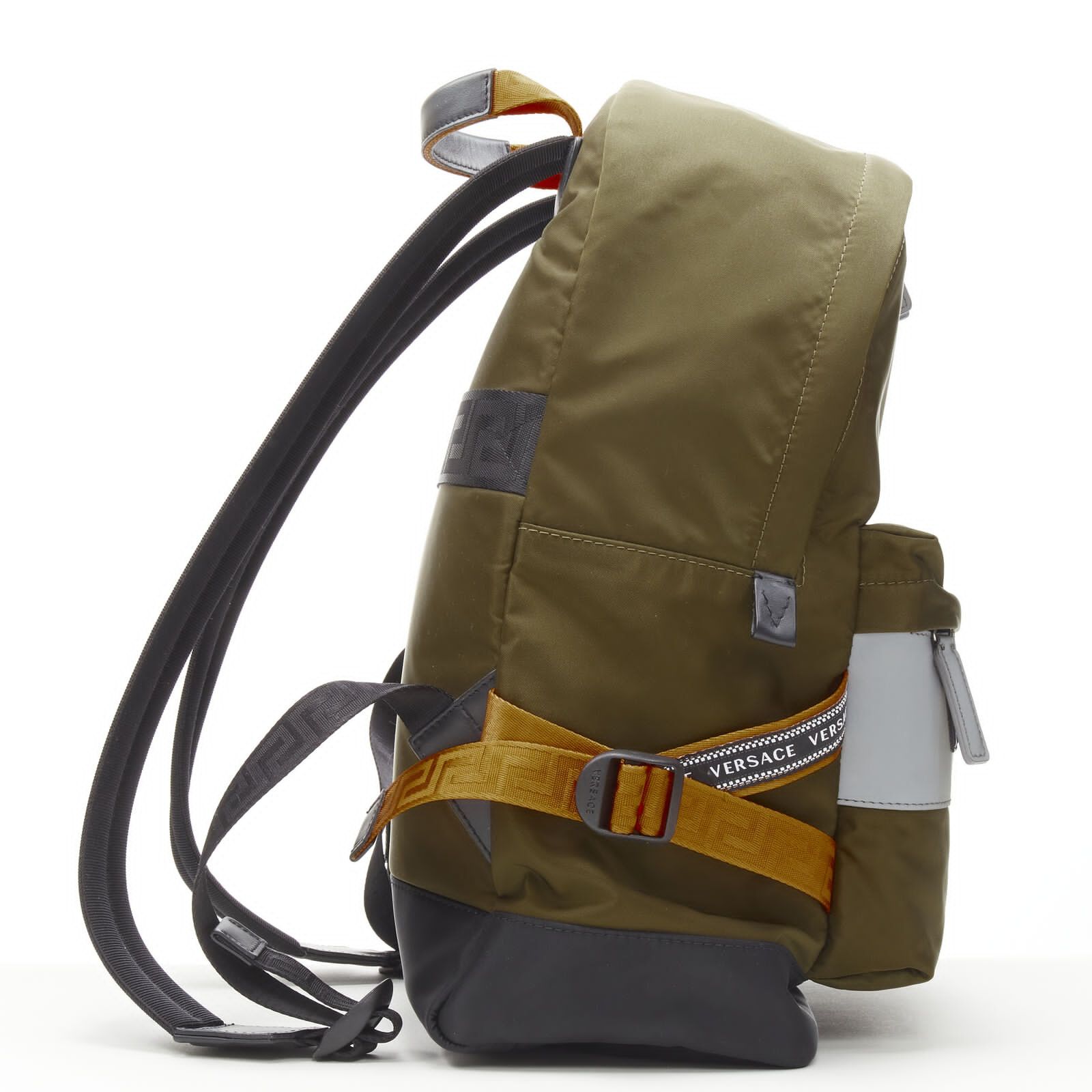 Versace VERSACE Reflective Logo green nylon orange Greca strap backpack Size ONE SIZE - 4 Thumbnail