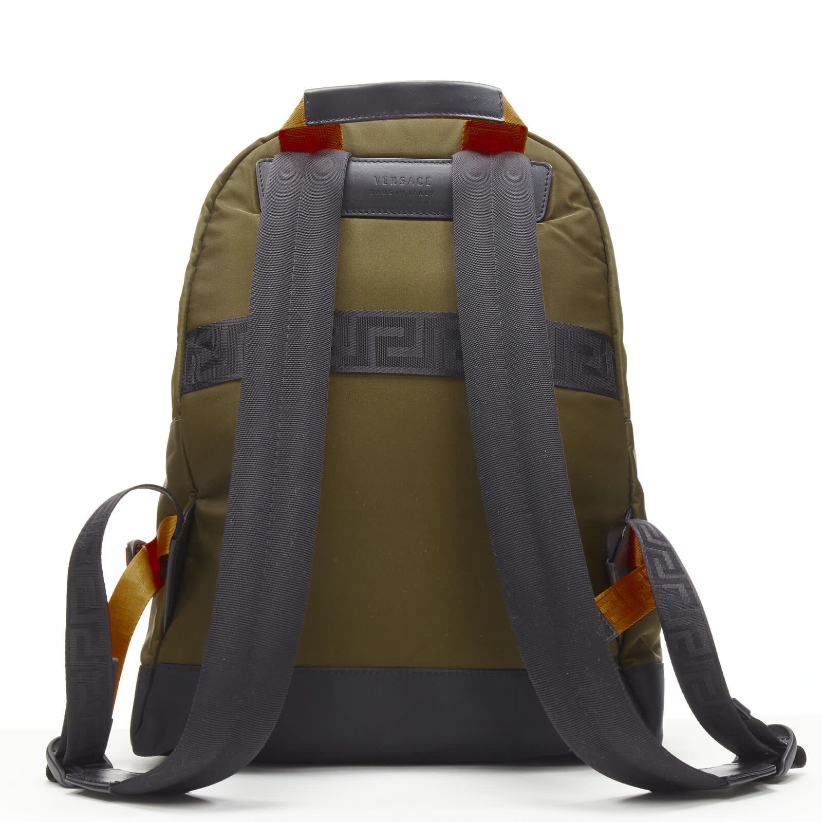 Versace VERSACE Reflective Logo green nylon orange Greca strap backpack Size ONE SIZE - 5 Thumbnail