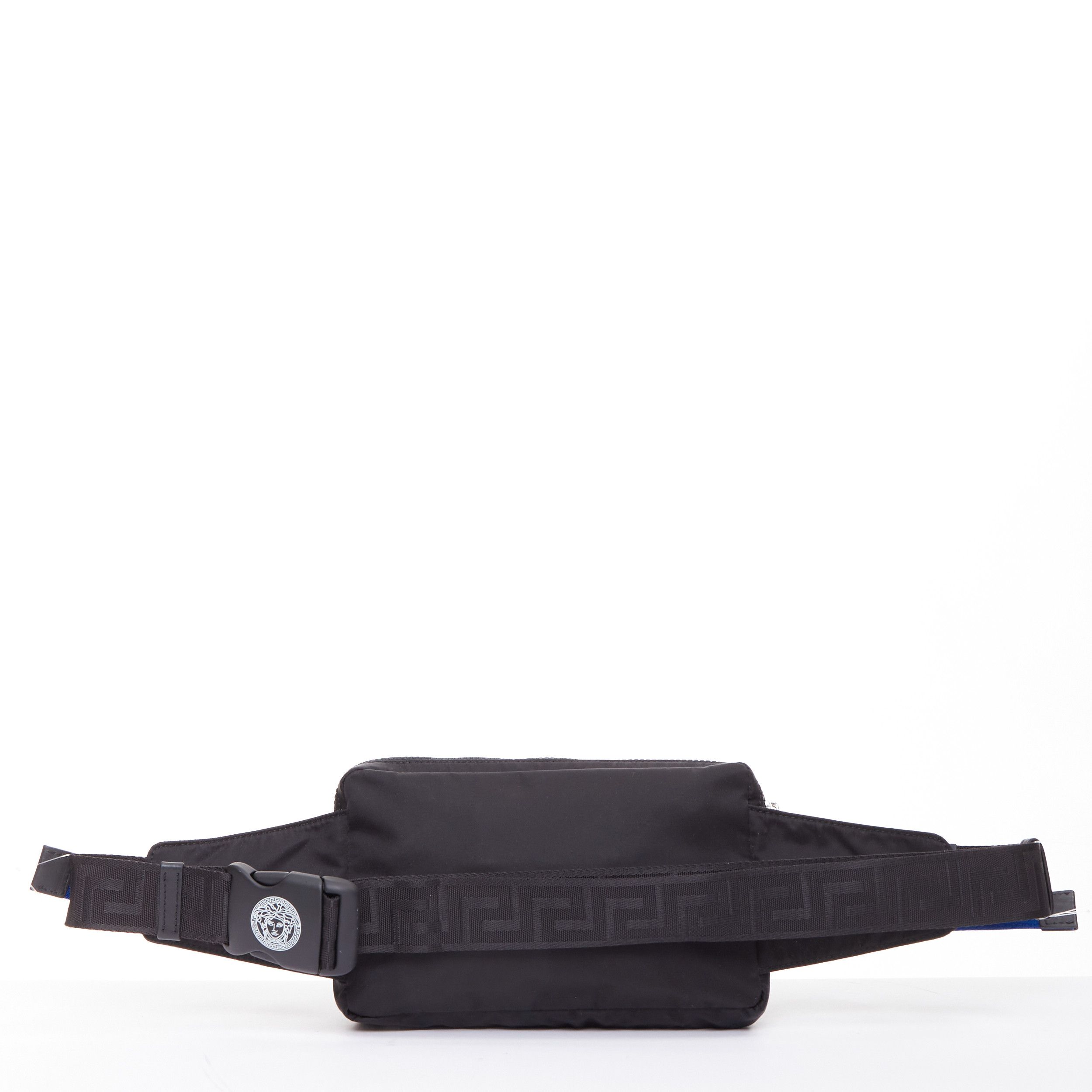 Versace VERSACE reflective logo black nylon Greca strap crossbody belt waist bag Size ONE SIZE - 4 Thumbnail