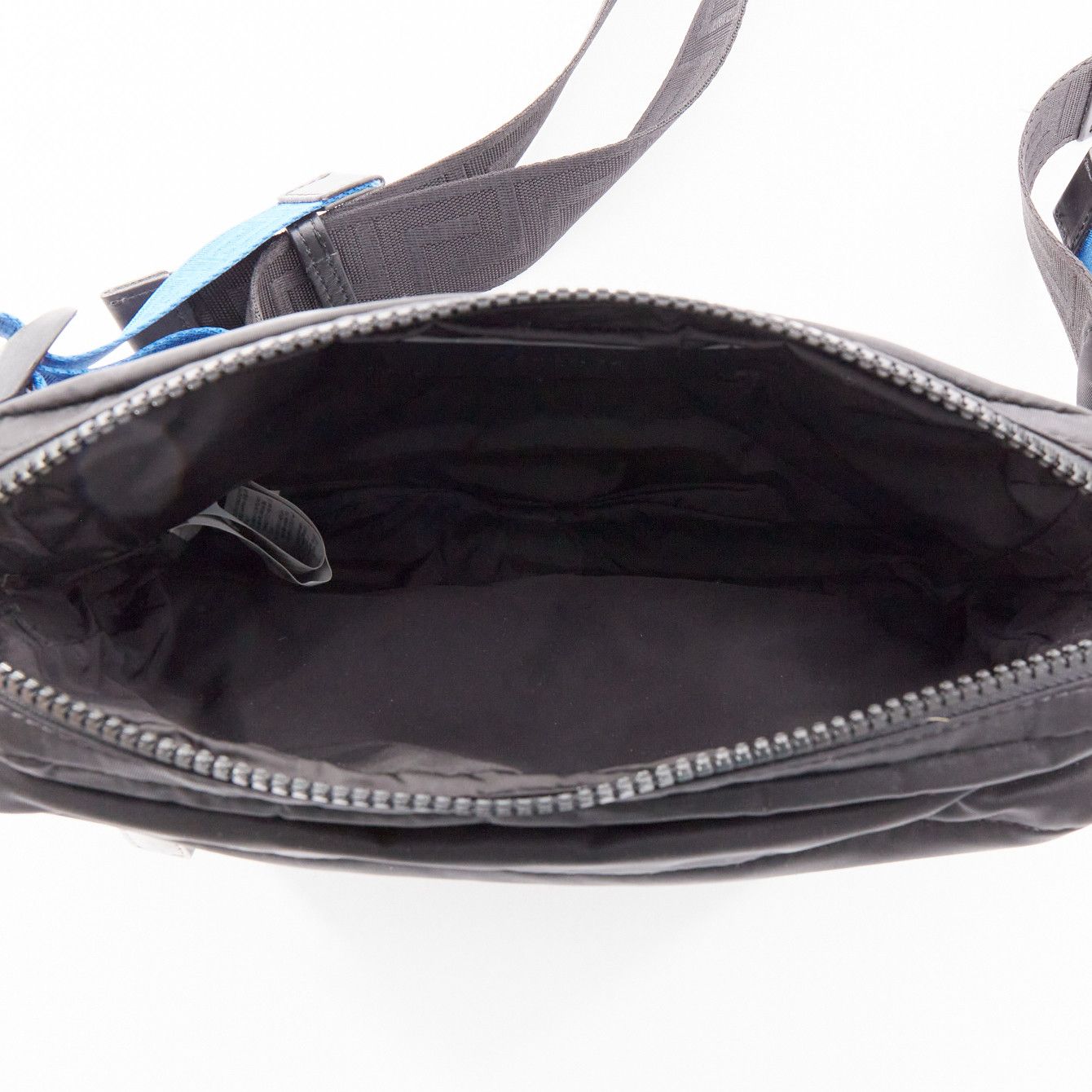 Versace VERSACE reflective logo black nylon Greca strap crossbody belt waist bag Size ONE SIZE - 7 Thumbnail