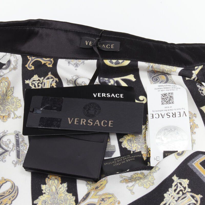 Versace new VERSACE Virtus Alphabet black gold Barocco Medusa button silk shirt IT42 M Size M / US 6-8 / IT 42-44 - 10 Thumbnail