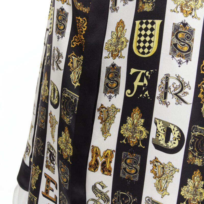Versace new VERSACE Virtus Alphabet black gold Barocco Medusa button silk shirt IT42 M Size M / US 6-8 / IT 42-44 - 8 Thumbnail