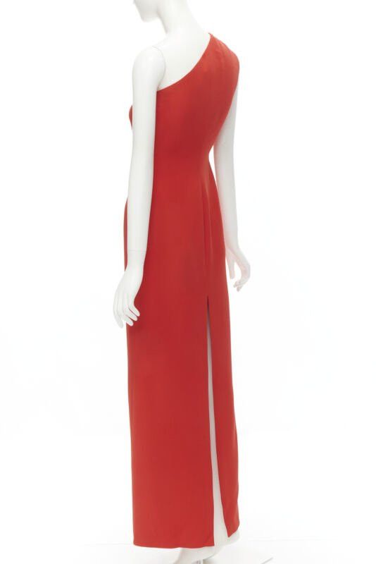 Versace new VERSACE 100% silk red gold Virtus V clasp one shoulder gown dress IT38 XS Size XS / US 0-2 / IT 36-38 - 6 Thumbnail