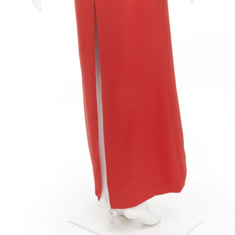 Versace new VERSACE 100% silk red gold Virtus V clasp one shoulder gown dress IT38 XS Size XS / US 0-2 / IT 36-38 - 7 Thumbnail