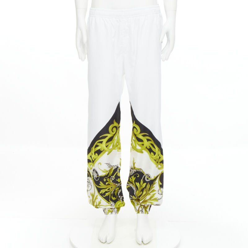 Versace new VERSACE Barocco Acanthus black gold baroque white nylon track pants IT54 XXL Size US 36 / EU 52 - 3 Thumbnail