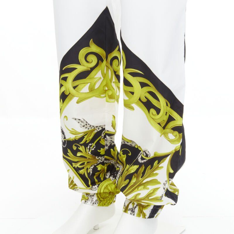 Versace new VERSACE Barocco Acanthus black gold baroque white nylon track pants IT54 XXL Size US 36 / EU 52 - 2 Thumbnail