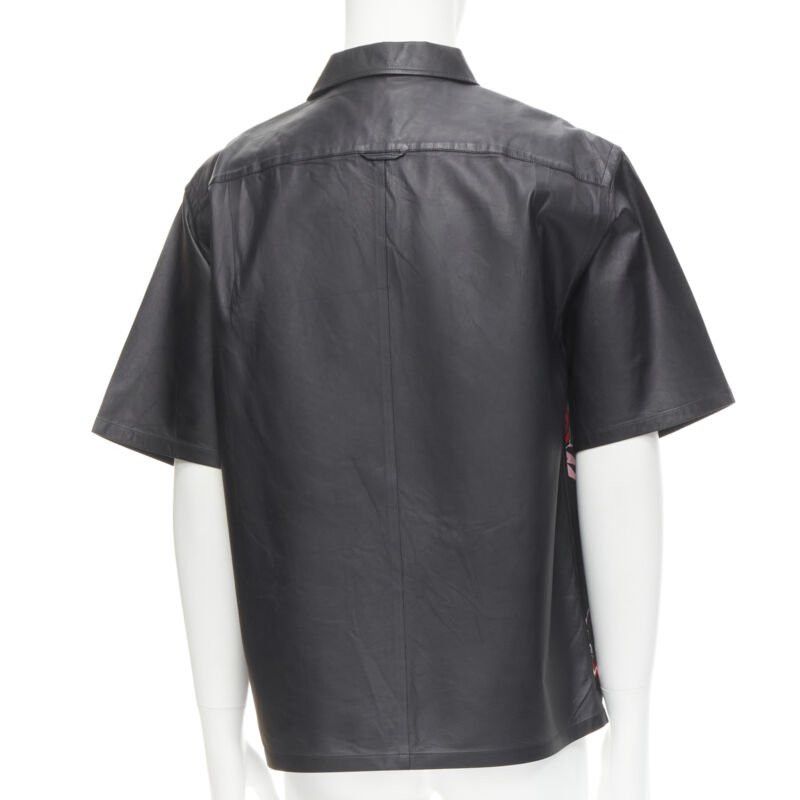 Prada PRADA 2019 Runway black red Rose Bolt cotton leather boxy bowling shirt EU48 M Size US M / EU 48-50 / 2 - 5 Thumbnail