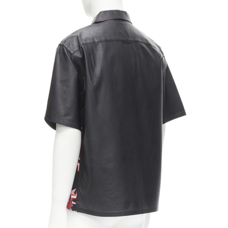 Prada PRADA 2019 Runway black red Rose Bolt cotton leather boxy bowling shirt EU48 M Size US M / EU 48-50 / 2 - 6 Thumbnail