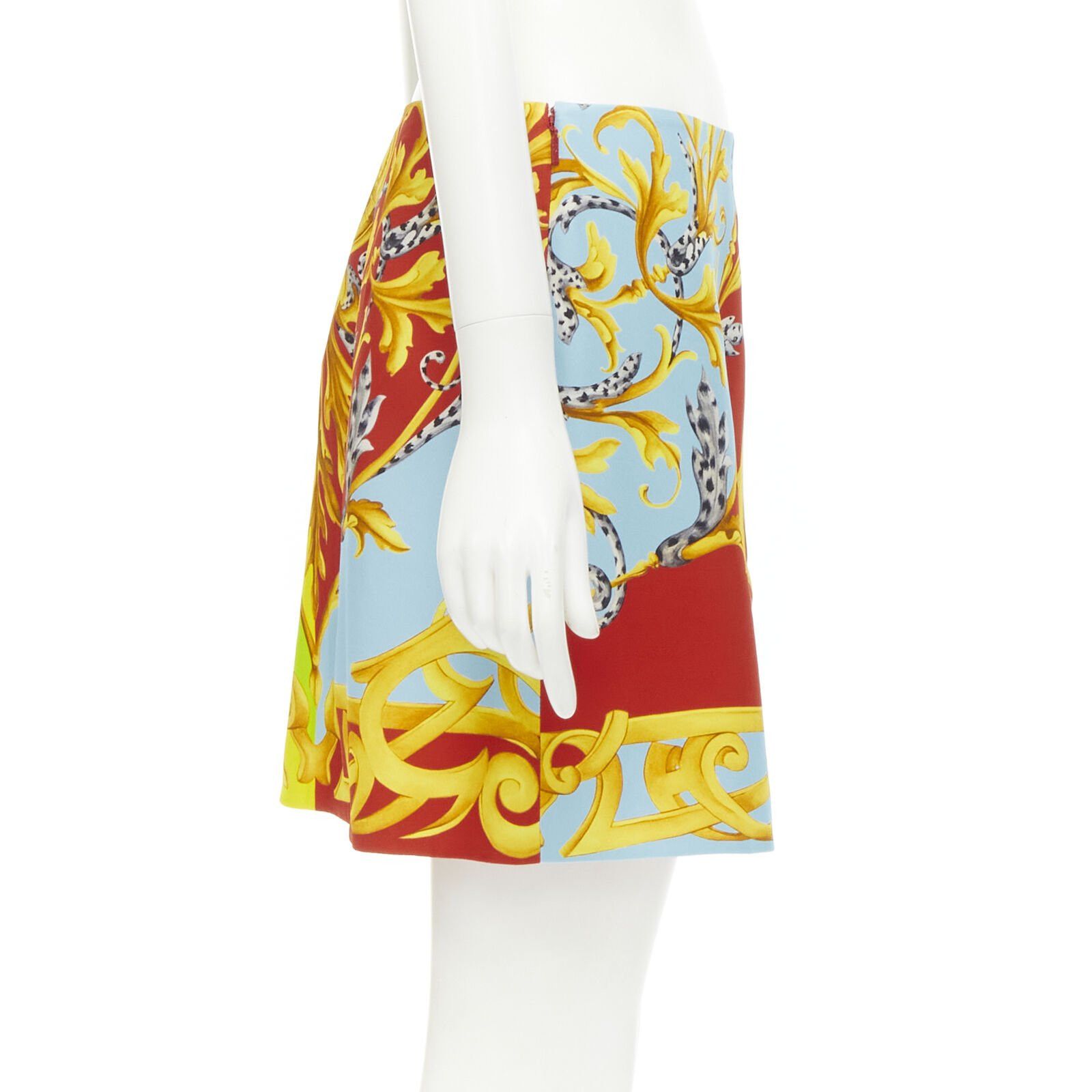 Versace VERSACE Pop Acantus Barocco gold Medusa safety pin slit mini skirt IT40 S Size 27" / US 4 / IT 40 - 4 Thumbnail