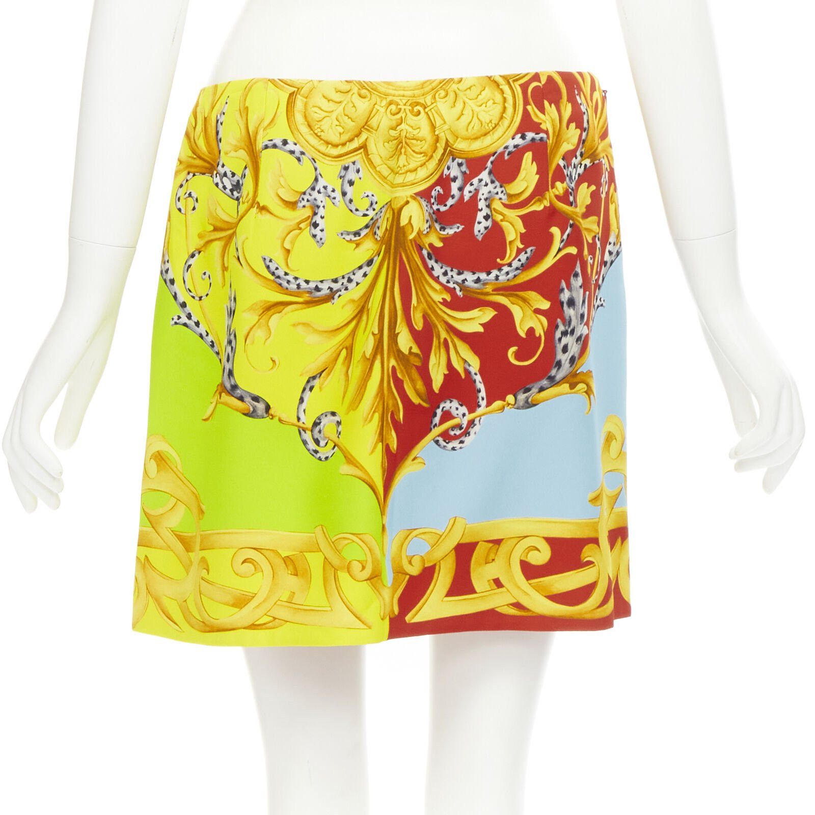 Versace VERSACE Pop Acantus Barocco gold Medusa safety pin slit mini skirt IT40 S Size 27" / US 4 / IT 40 - 5 Thumbnail