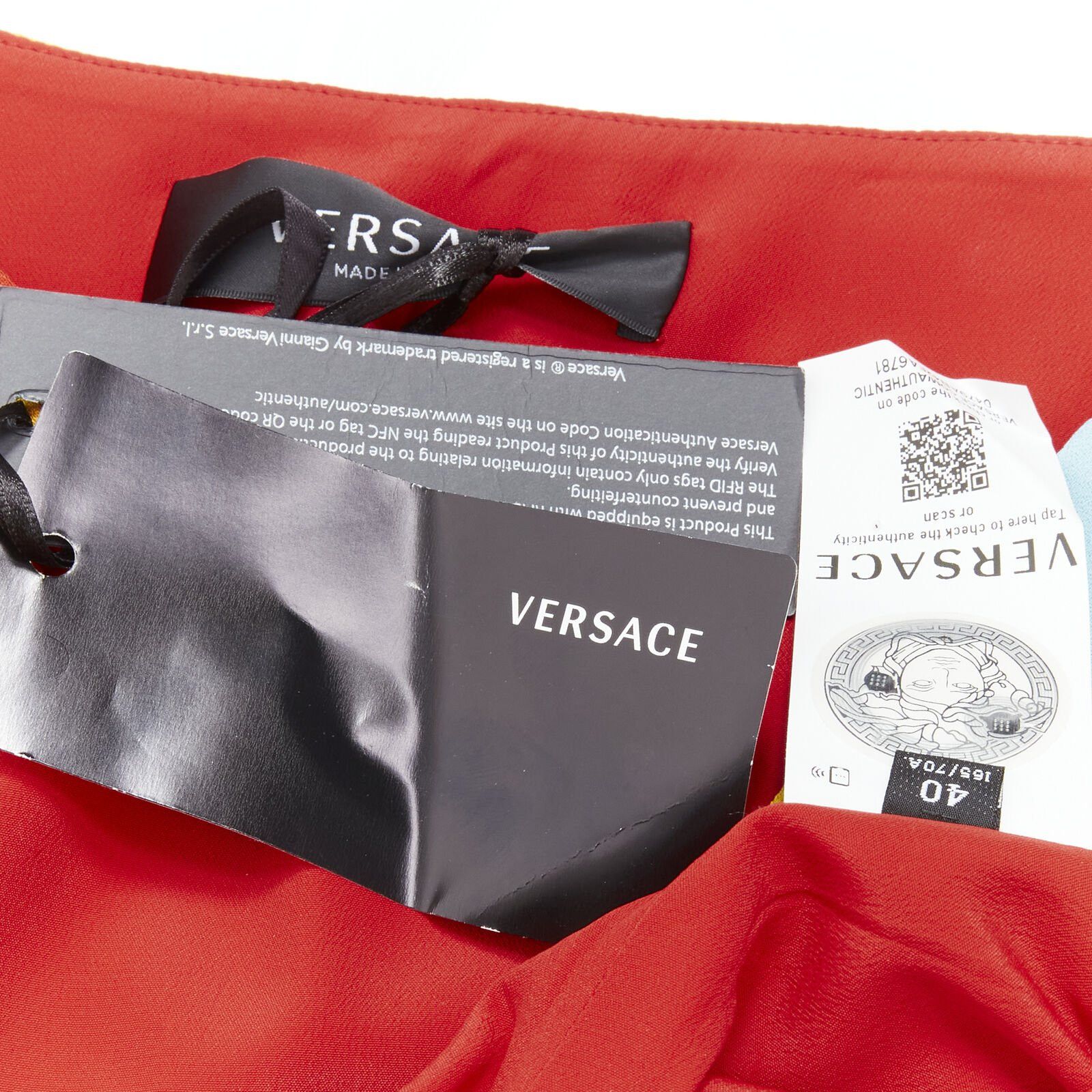 Versace VERSACE Pop Acantus Barocco gold Medusa safety pin slit mini skirt IT40 S Size 27" / US 4 / IT 40 - 8 Thumbnail