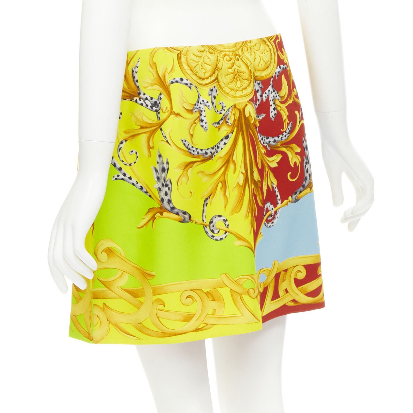 Versace VERSACE Pop Acantus Barocco gold Medusa safety pin slit mini skirt IT40 S Size 27" / US 4 / IT 40 - 6 Thumbnail