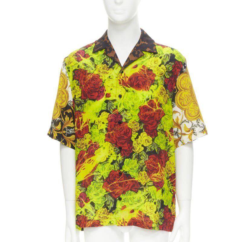 Versace new VERSACE Rose Floral Barocco Acanthus print short sleeve shirt EU39 M Size US M / EU 48-50 / 2 - 3 Thumbnail