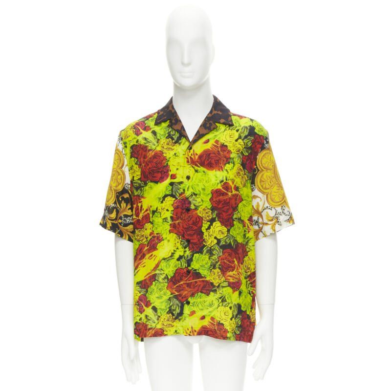 Versace new VERSACE Rose Floral Barocco Acanthus print short sleeve shirt EU39 M Size US M / EU 48-50 / 2 - 12 Thumbnail