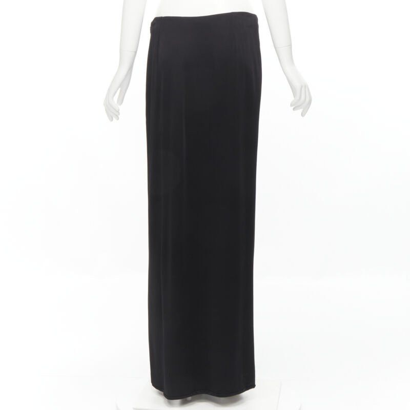 Versace new VERSACE gold Medusa safety pin black viscose high slit skirt IT44 L Size 30" / US 8 / IT 44 - 6 Thumbnail