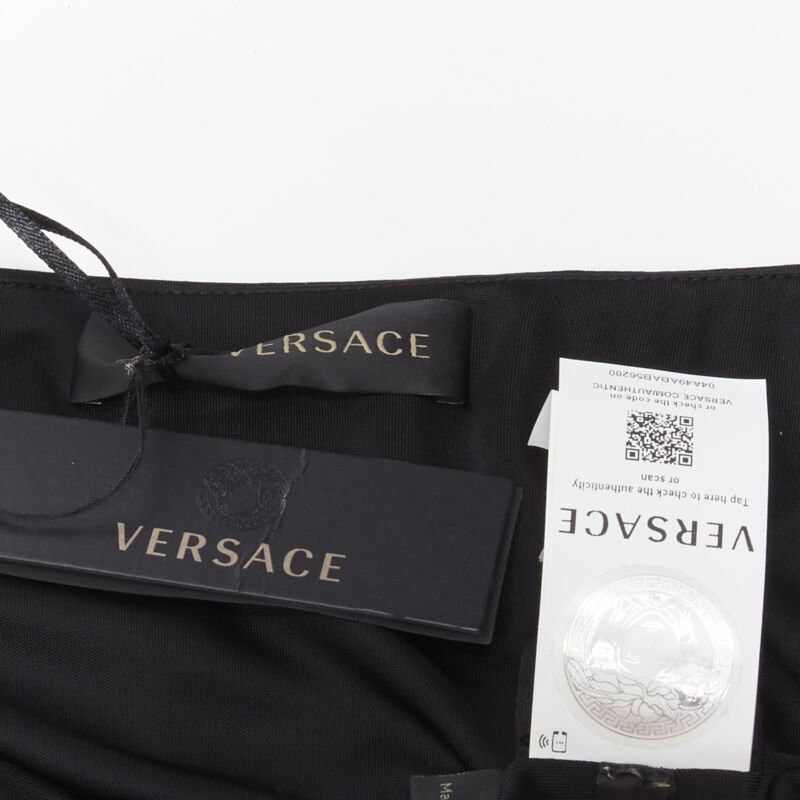 Versace new VERSACE gold Medusa safety pin black viscose high slit skirt IT44 L Size 30" / US 8 / IT 44 - 10 Thumbnail