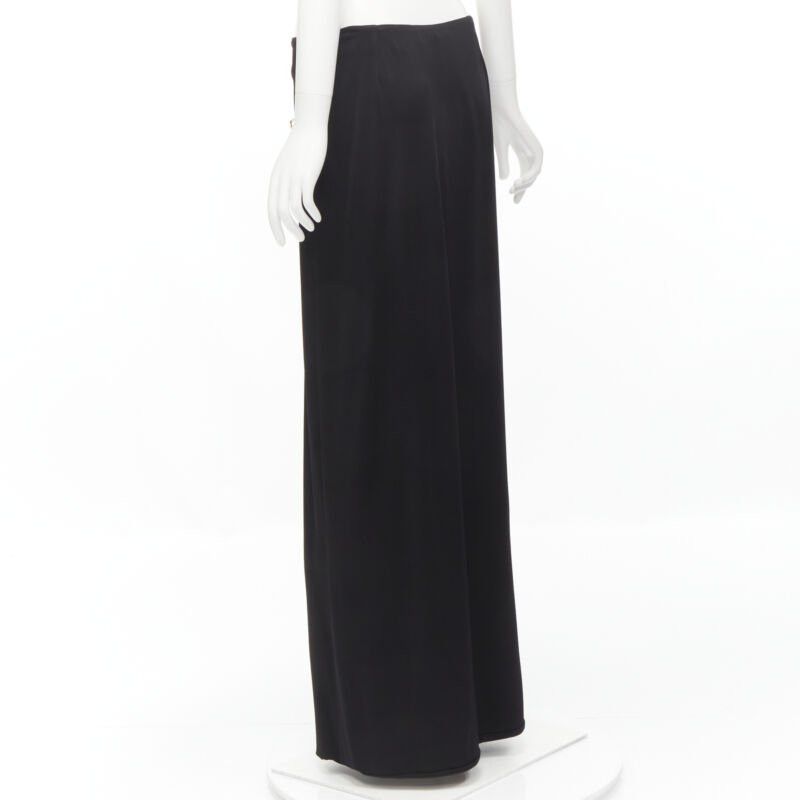 Versace new VERSACE gold Medusa safety pin black viscose high slit skirt IT44 L Size 30" / US 8 / IT 44 - 7 Thumbnail