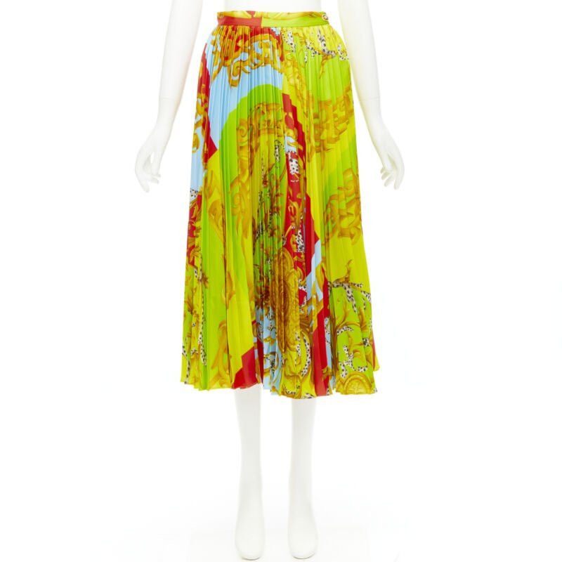 Versace new VERSACE 2020 Runway Barocco Acanthus Pop Medusa pleated midi skirt IT38 XS Size 26" / US 2 / IT 38 - 10 Thumbnail