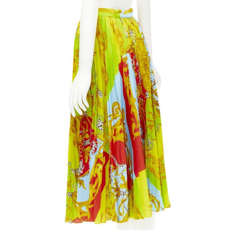 Versace new VERSACE 2020 Runway Barocco Acanthus Pop Medusa pleated midi skirt IT38 XS Size 26" / US 2 / IT 38 - 6 Thumbnail