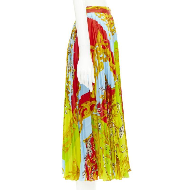 Versace new VERSACE 2020 Runway Barocco Acanthus Pop Medusa pleated midi skirt IT38 XS Size 26" / US 2 / IT 38 - 4 Thumbnail