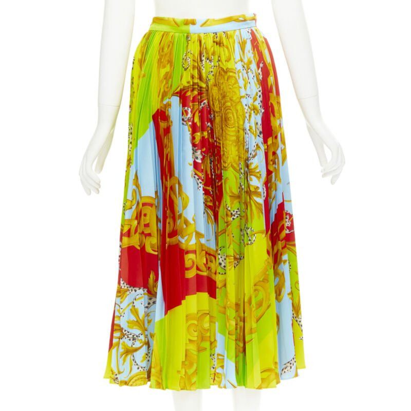Versace new VERSACE 2020 Runway Barocco Acanthus Pop Medusa pleated midi skirt IT38 XS Size 26" / US 2 / IT 38 - 5 Thumbnail