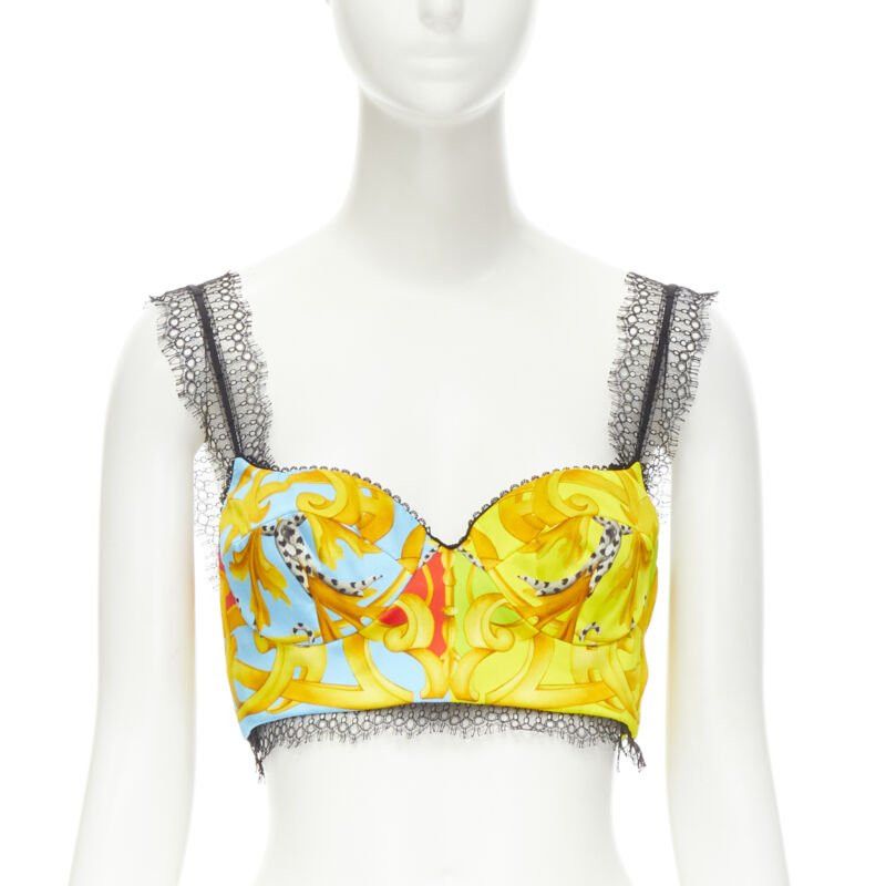 Versace new VERSACE Barocco Acanthus Pop lace boned bustier bralette crop top XS IT38 Size XS / US 0-2 / IT 36-38 - 3 Thumbnail