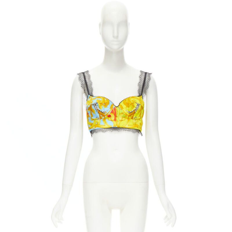 Versace new VERSACE Barocco Acanthus Pop lace boned bustier bralette crop top XS IT38 Size XS / US 0-2 / IT 36-38 - 9 Thumbnail