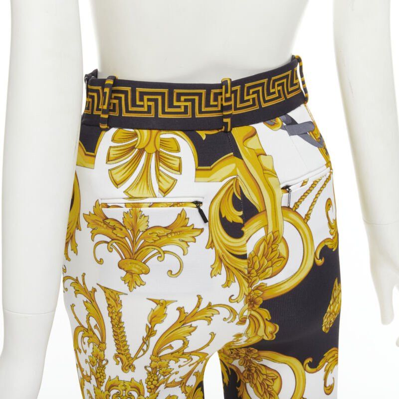 Versace new VERSACE Rodeo Barocco black gold baroque harness legging pants IT36 XXS Size 25" / US 0 / IT 36 - 8 Thumbnail