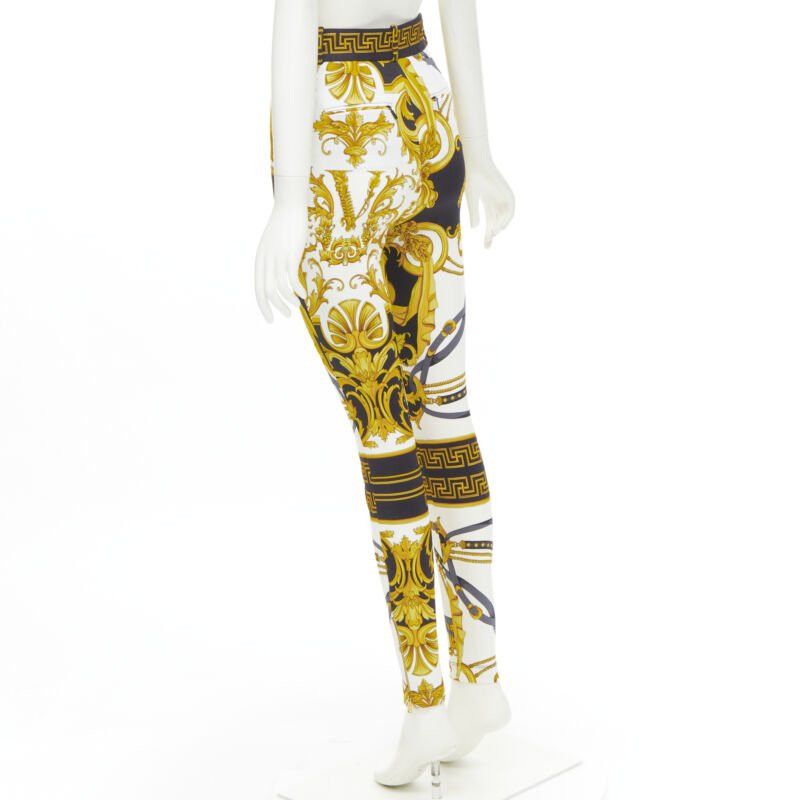 Versace new VERSACE Rodeo Barocco black gold baroque harness legging pants IT36 XXS Size 25" / US 0 / IT 36 - 5 Thumbnail