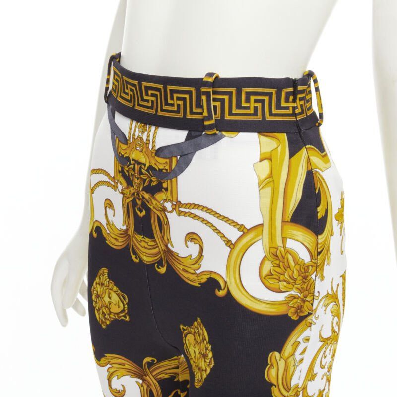 Versace new VERSACE Rodeo Barocco black gold baroque harness legging pants IT36 XXS Size 25" / US 0 / IT 36 - 6 Thumbnail