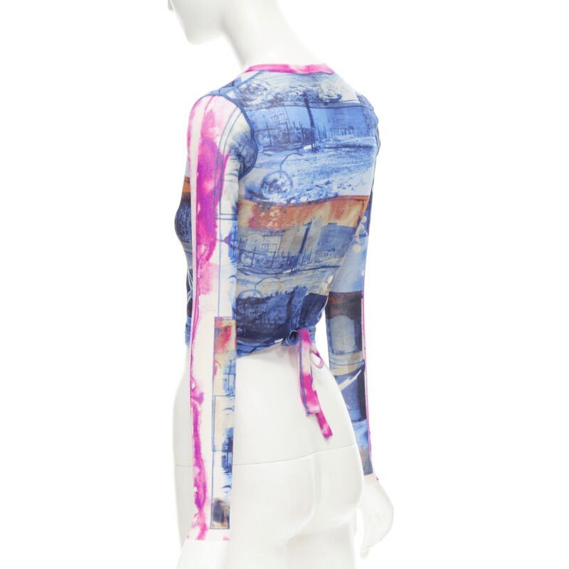 Jean Paul Gaultier rare JEAN PAUL GAULTIER Soleil Vintage blue pink cityscape sheer wrap top S Size S / US 4 / IT 40 - 6 Thumbnail