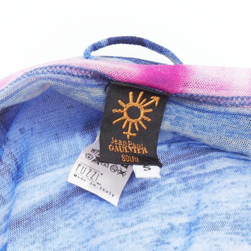 Jean Paul Gaultier rare JEAN PAUL GAULTIER Soleil Vintage blue pink cityscape sheer wrap top S Size S / US 4 / IT 40 - 9 Thumbnail