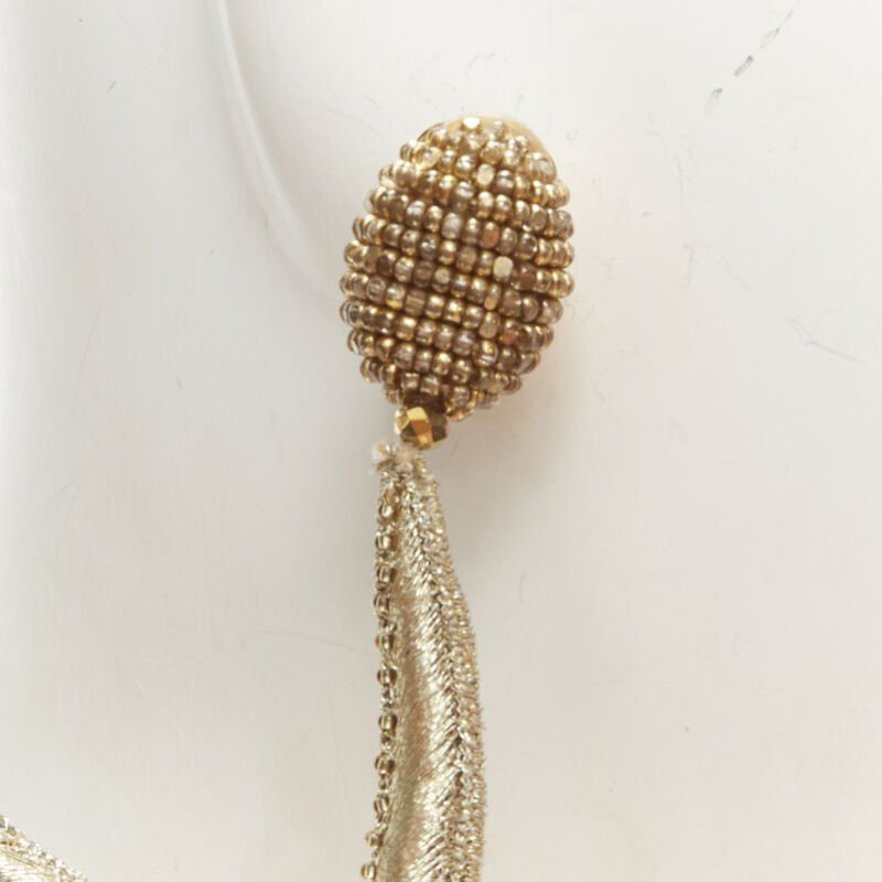 Oscar De La Renta OSCAR DE LA RENTA Large Starfish gold bead embellished clip on earrings Size ONE SIZE - 5 Thumbnail